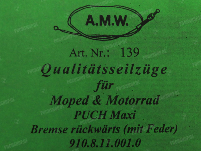 Cable Puch Maxi brake cable rear with spring A.M.W.